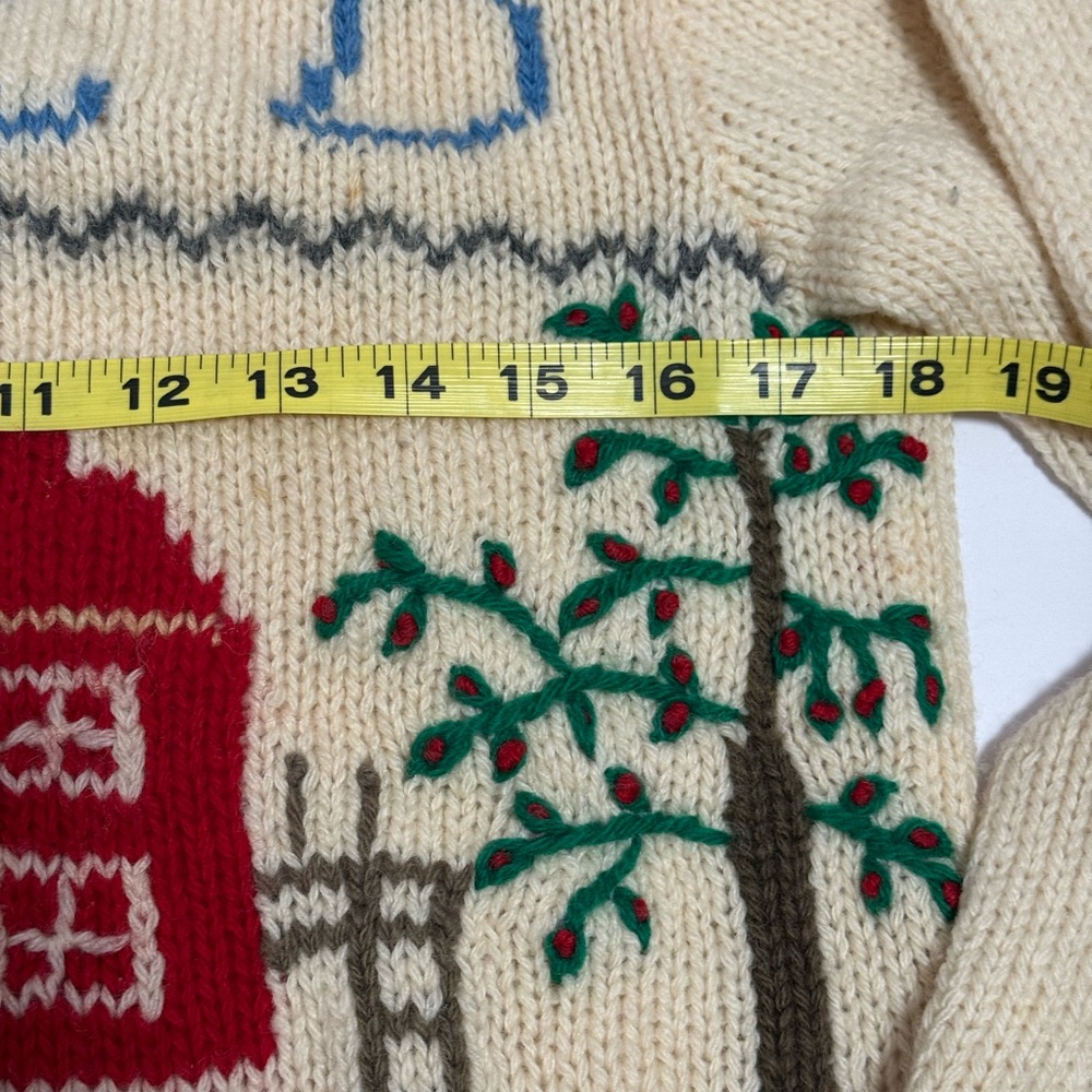 Vintage Deans of Scotland 100% Wool Sweater Schoolhouse Teacher Prairie Size S - Picture 6 of 12
